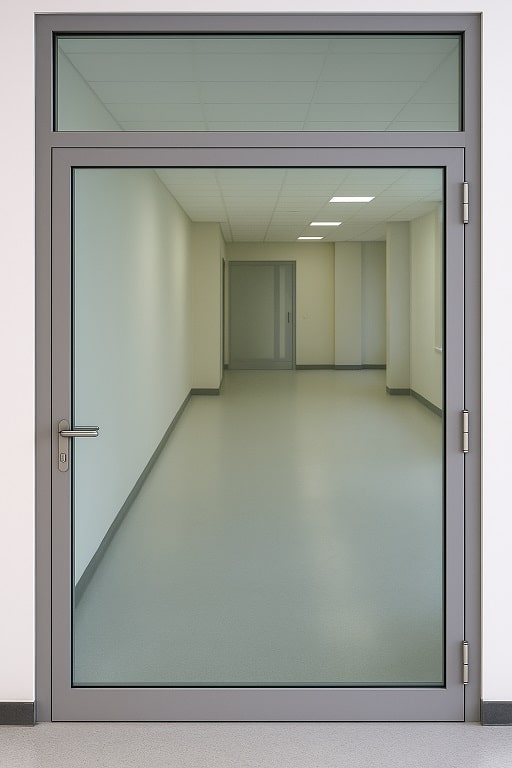 درب شیشه‌ ای دود بند راه‌ پله